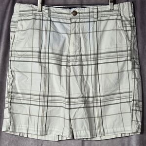 American Eagle Outfitters Shorts Mens 36 Gray Plaid Flat Front Cotton Y2K Preppy